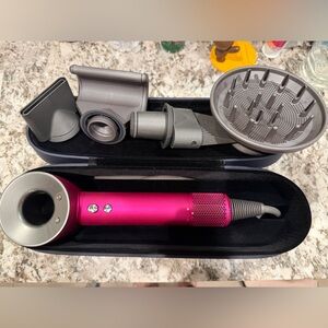 Dyson Supersonic Fuchsia and Silver Hair Dryer Set